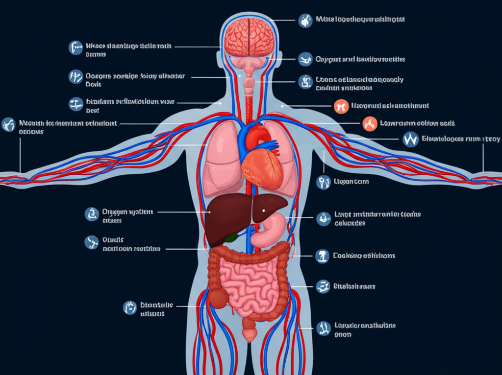Diagram showing circulation effects on different body systems